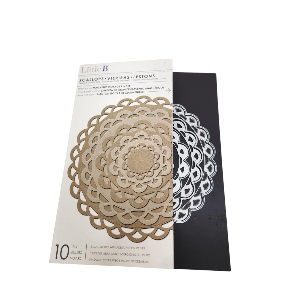 Little B Scallops Designer 10 Cutting Dies Magnetic Storage Binder Craft Set